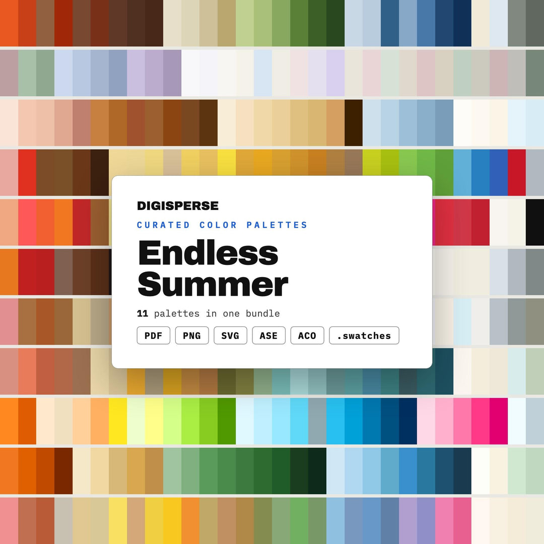 Summer Color Palettes Mega Pack, 11 Beach & Tropical Color Schemes for Procreate Artists, Wedding Moodboards and Sunny Brand Kits