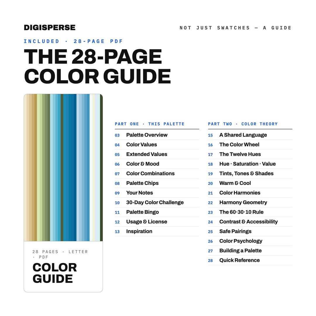 Ocean Tide Color Palette | 30 Colors | Hex RGB CMYK | Color Guide | Procreate Swatches + ASE | Digital Download