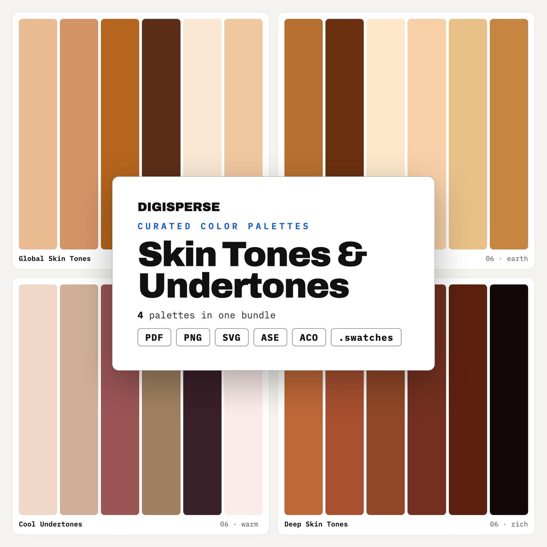 Skin Tone Color Palette Bundle for Portrait Artists | 4 Palettes, 120 Swatches | Procreate, Photoshop & Illustrator | Digital Download