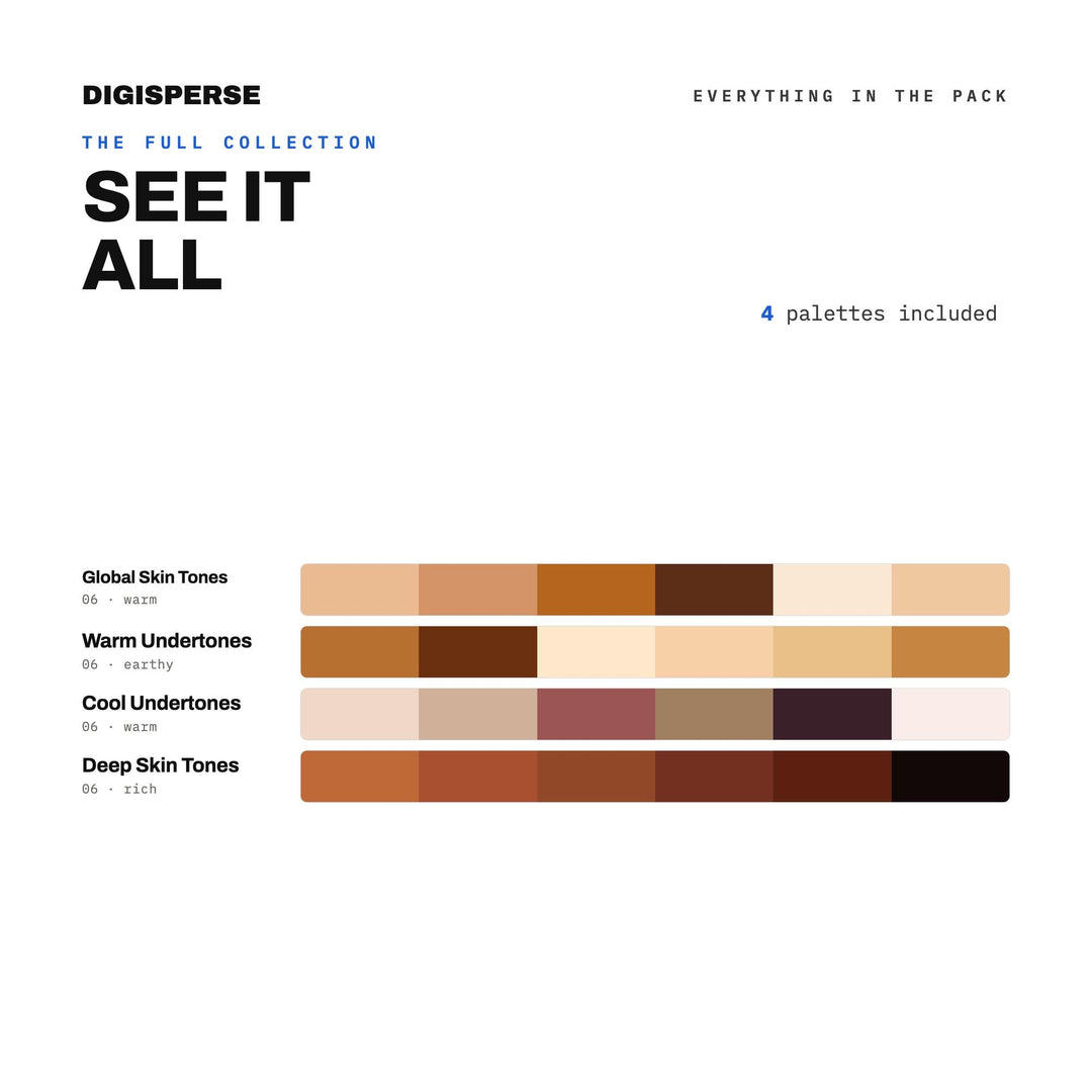 Skin Tone Color Palette Bundle for Portrait Artists | 4 Palettes, 120 Swatches | Procreate, Photoshop & Illustrator | Digital Download