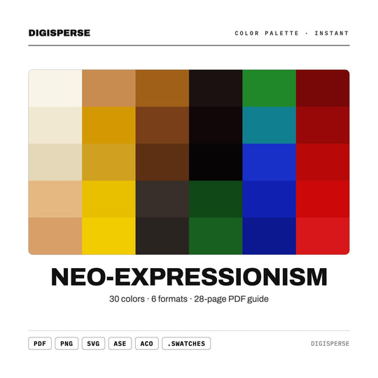 Neo-Expressionism Color Palette | 30 Procreate Swatches, HEX, RGB, CMYK (Digital Download)
