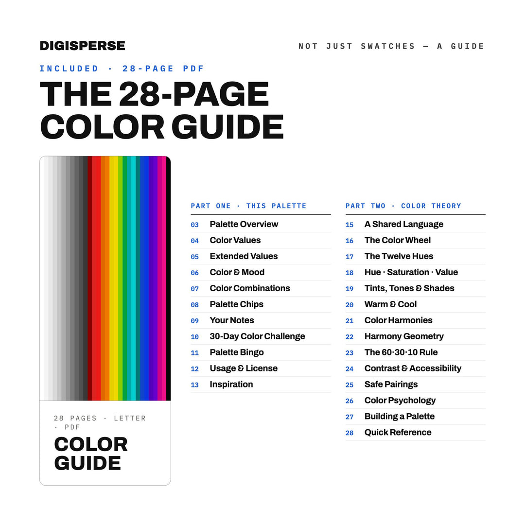 Op Art Color Palette | 30 Colors | Hex RGB CMYK | Color Guide | Procreate Swatches + ASE | Digital Download