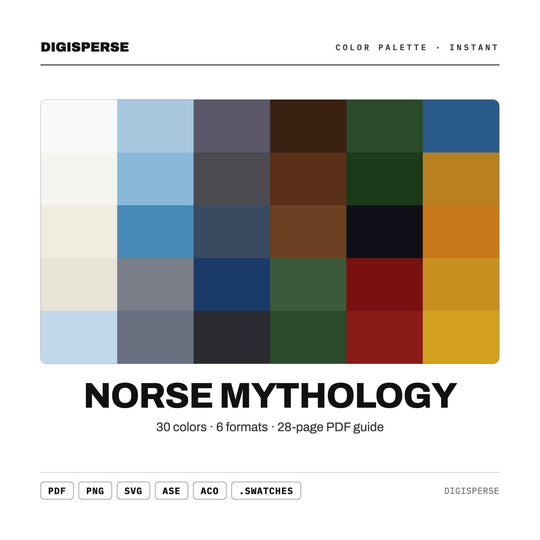 Norse Mythology Color Palette | 30 Colors | Hex RGB CMYK | Color Guide | Procreate Swatches + ASE | Digital Download