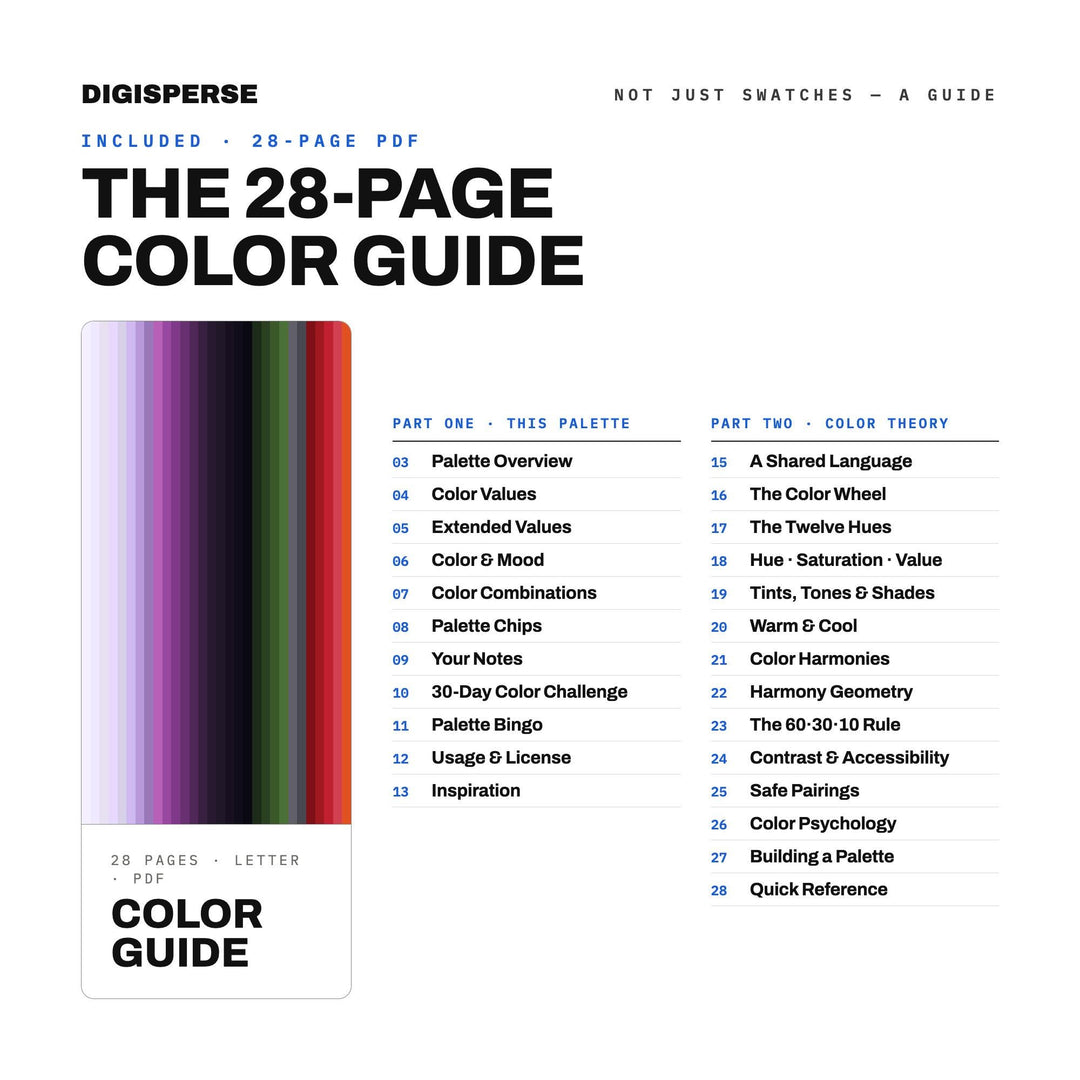 Twilight Coven Color Palette | 30 Colors | Hex RGB CMYK | Color Guide | Procreate Swatches + ASE | Digital Download