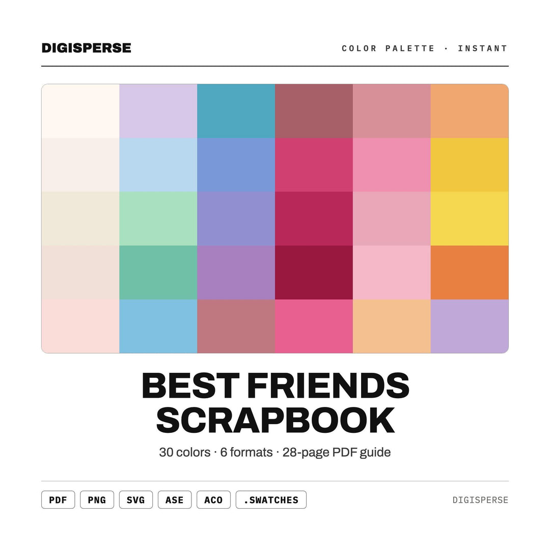 Best Friends Scrapbook Color Palette | 30 Procreate Swatches, ASE (Digital Download)