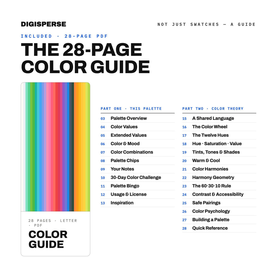 Bright & Cheerful Classroom Color Palette | 30 Colors | Hex RGB CMYK | Color Guide | Procreate Swatches + ASE | Digital Download