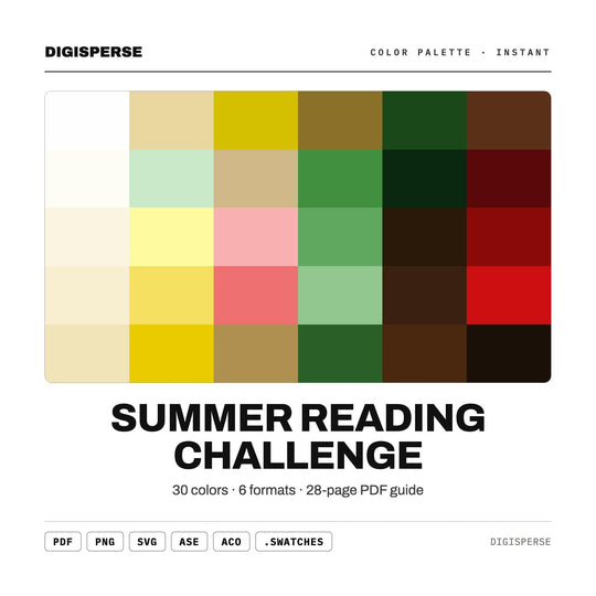 Bright Cheerful Color Palette for Library Book Art and Kids Summer Branding, 30 Reading Fun Hues, Procreate Swatches