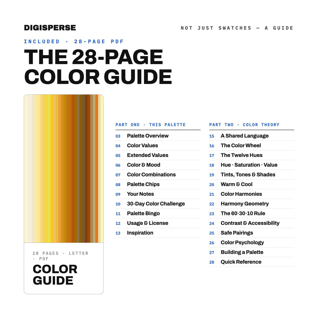 Candied Ginger Color Palette | 30 Procreate Swatches, HEX, RGB, CMYK (Digital Download)