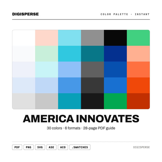 America Innovates Color Palette | 30 Colors | Hex RGB CMYK | Procreate Swatches + ASE | Digital Download