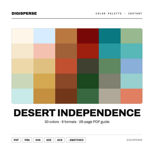 Desert Independence Color Palette | 30 Colors | Hex RGB CMYK | Procreate Swatches + ASE | Digital Download