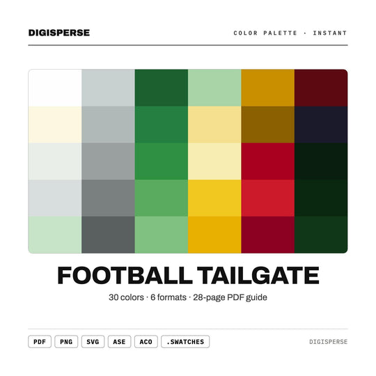 Bold Team Color Palette for Game Day Tailgate Art and Sports Branding, 30 Autumn Spirit Hues, Procreate Swatches