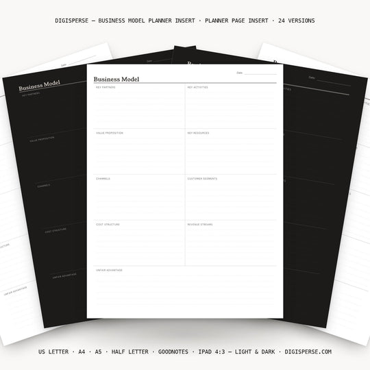 Business Model printable planner insert — main preview