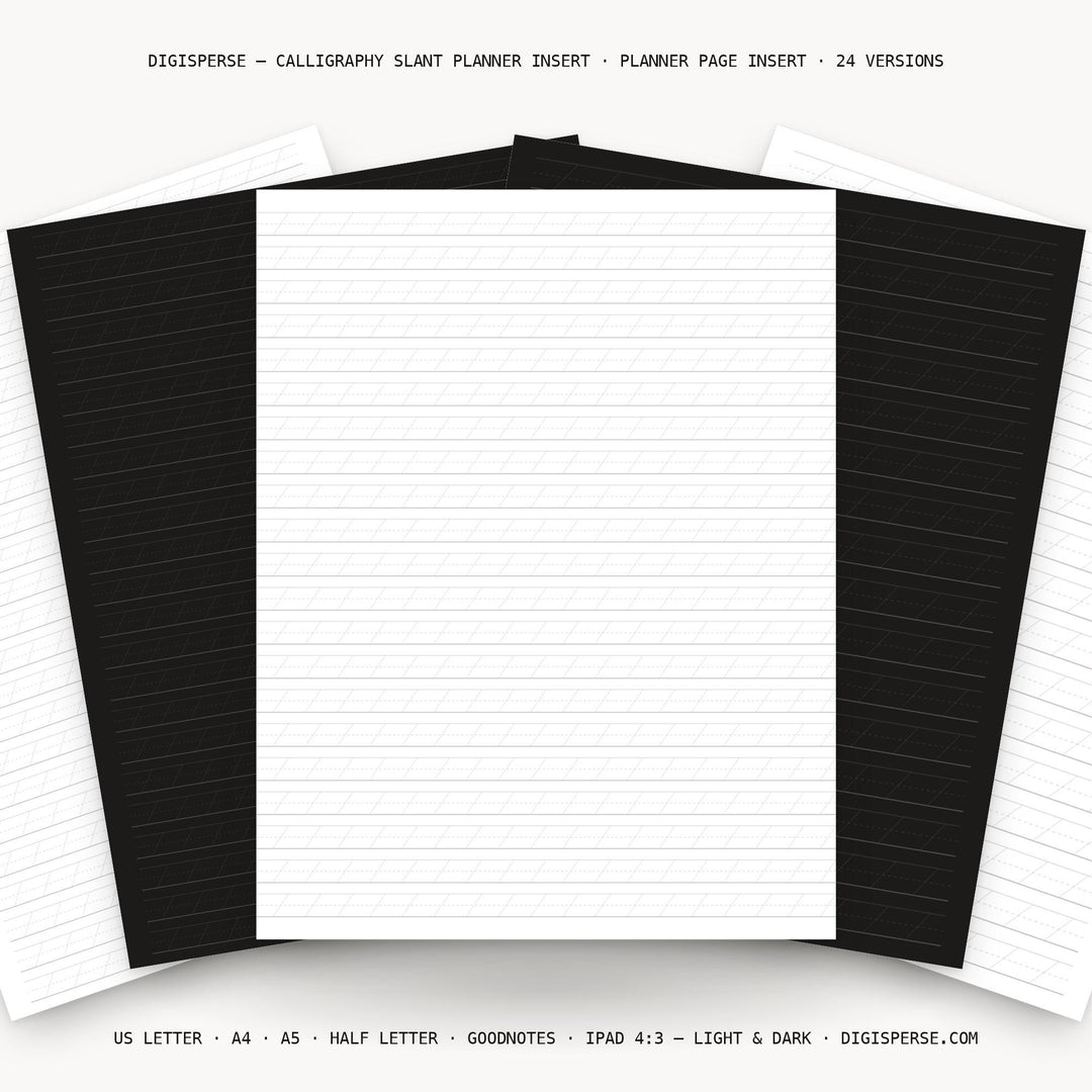 Calligraphy Slant Planner Insert | Lined Paper | GoodNotes iPad PDF | Digital Download