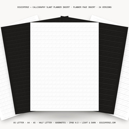 Calligraphy Slant printable planner insert — main preview