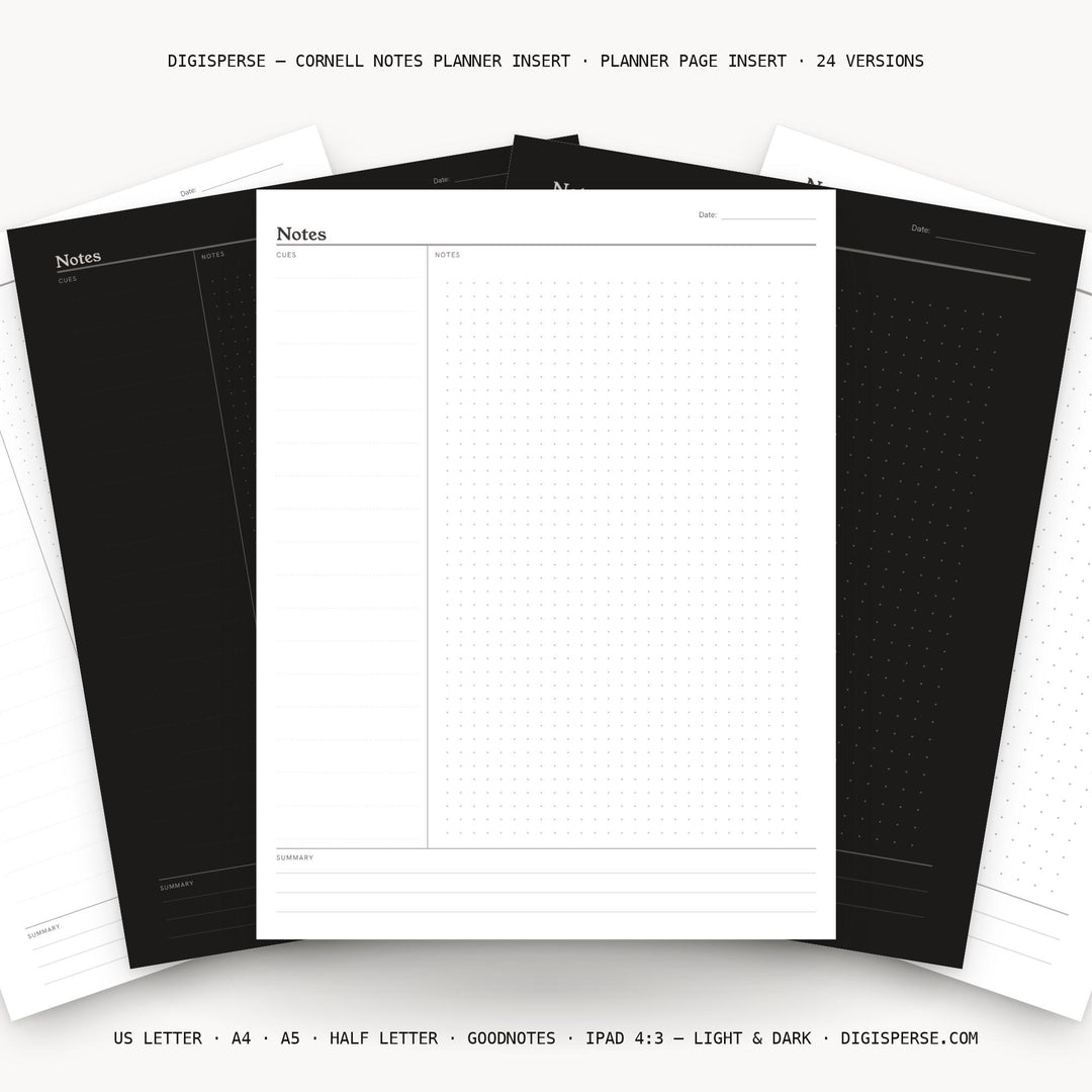 Cornell Notes Planner Insert | Note Taking Page | GoodNotes iPad PDF | Digital Download