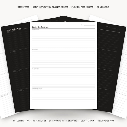 Daily Reflection printable planner insert — main preview