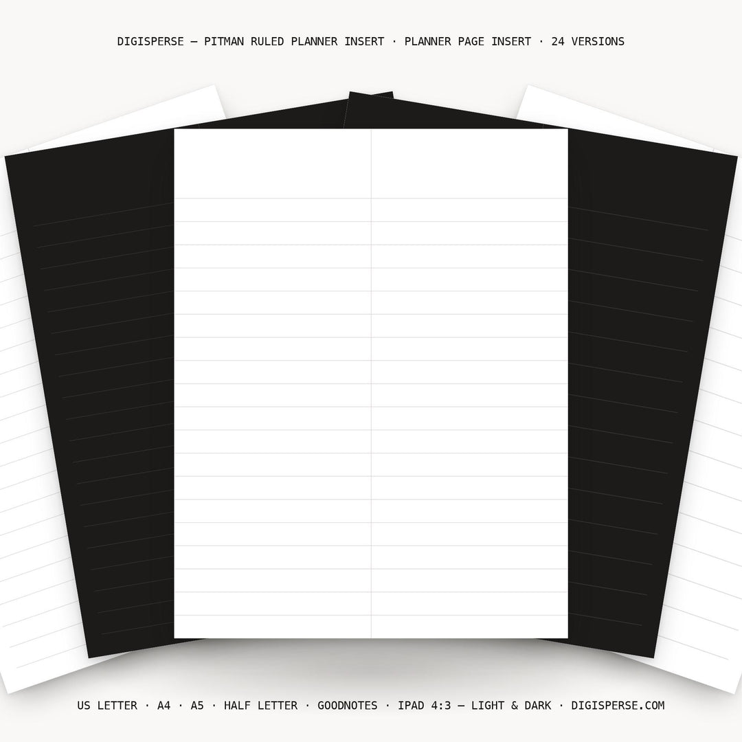 Pitman Ruled printable planner insert — main preview