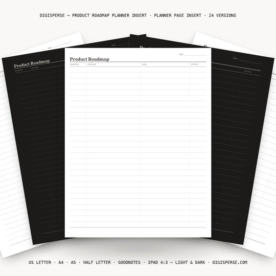 Product Roadmap printable planner insert — main preview