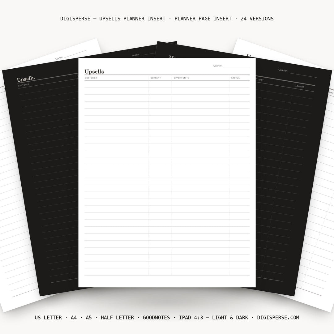 Upsells printable planner insert — main preview