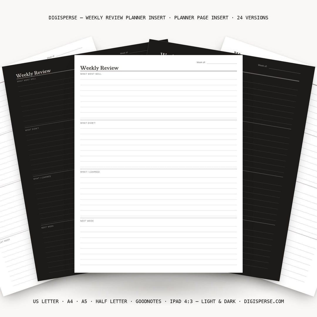 Weekly Review Planner Insert | Goal Planner | GoodNotes iPad PDF | Digital Download