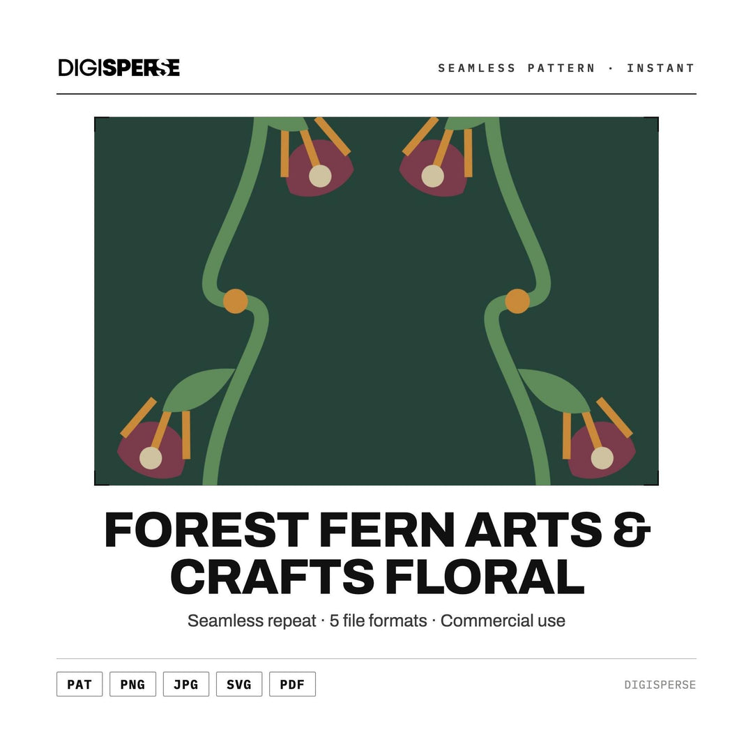 Forest Fern Arts And Crafts Floral seamless pattern set — main preview