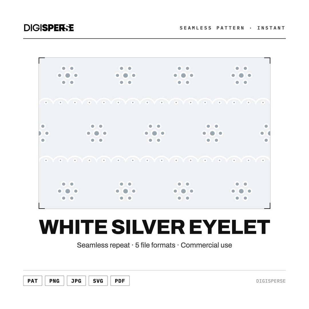 White Silver Eyelet seamless pattern set — main preview