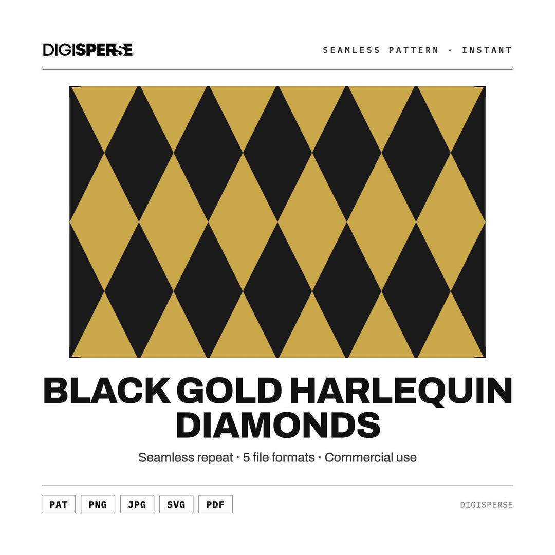 Black Gold Harlequin Diamonds seamless pattern set — main preview
