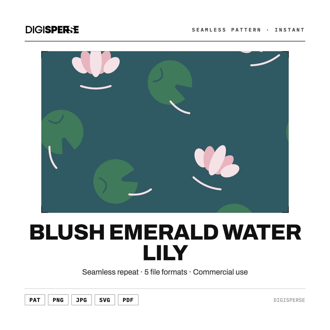 Blush Emerald Water Lily seamless pattern set — main preview