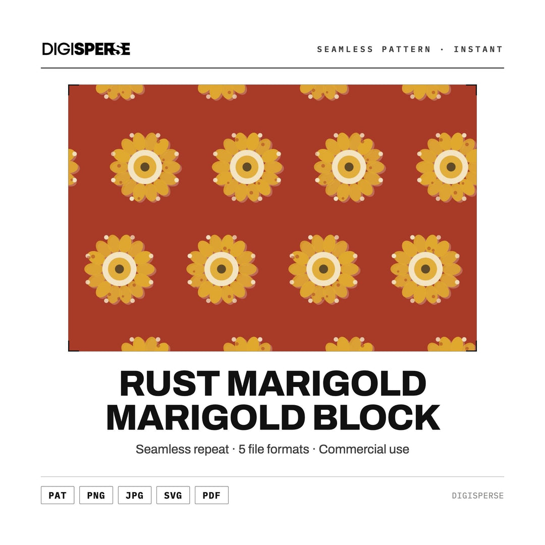Rust Marigold Marigold Block seamless pattern set — main preview