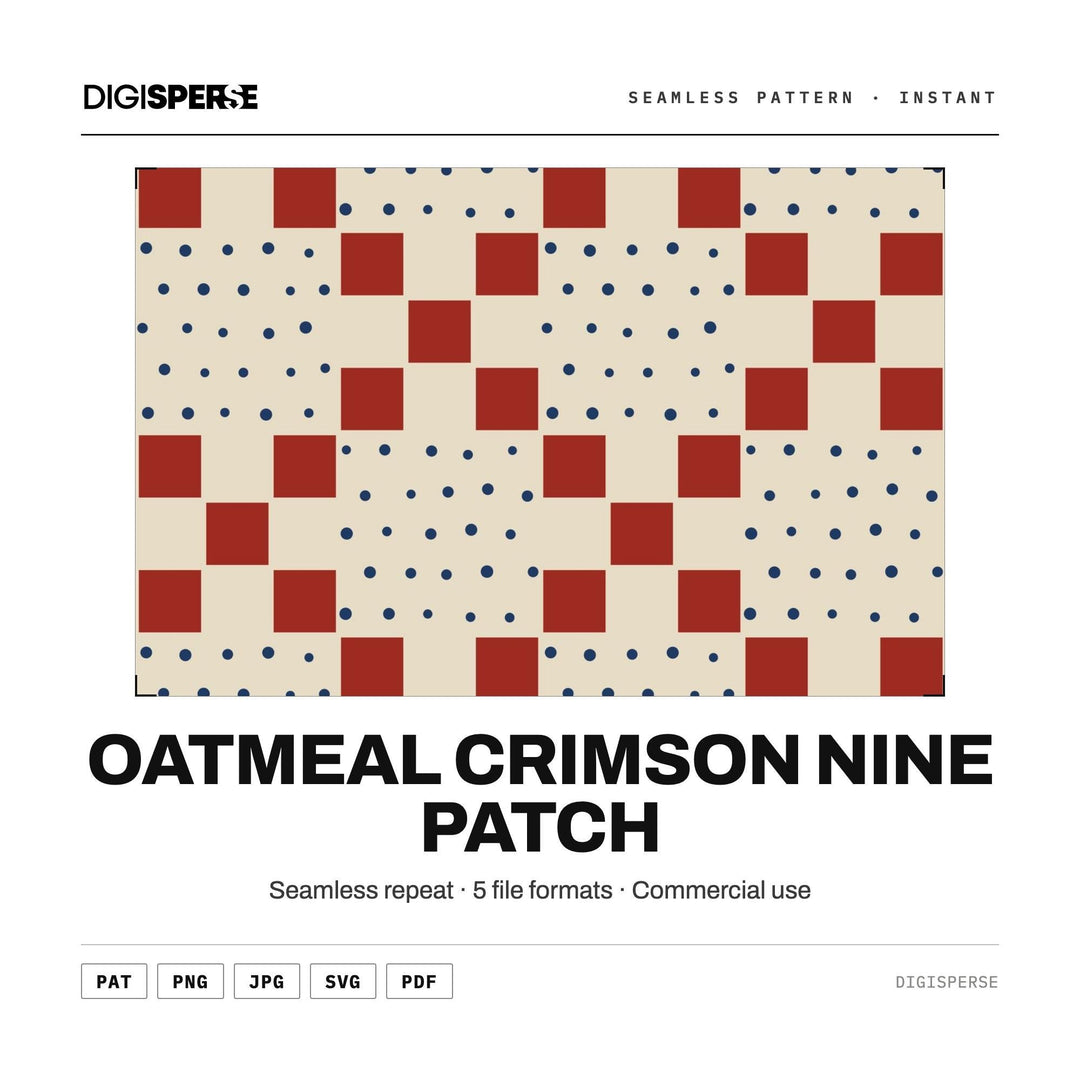 Oatmeal Crimson Nine Patch seamless pattern set — main preview