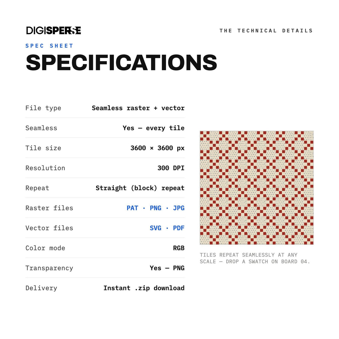 Oatmeal Crimson Nine Patch seamless pattern set — preview image 8 of 8