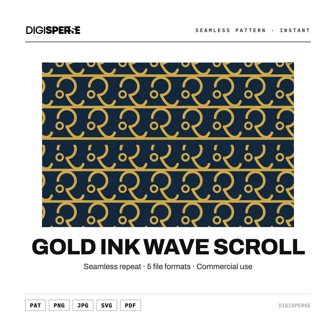 Gold Ink Wave Scroll seamless pattern set — main preview