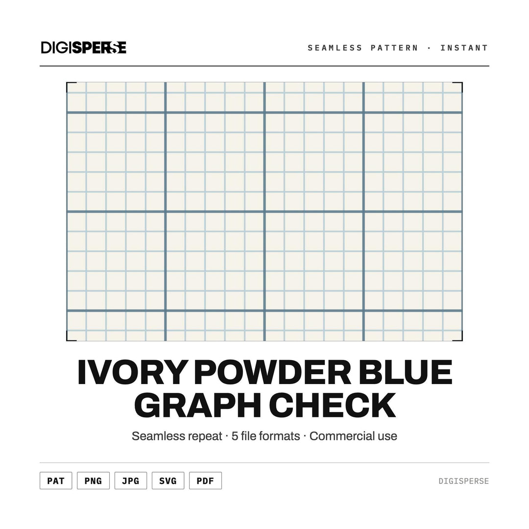 Ivory Powder Blue Graph Check seamless pattern set — main preview