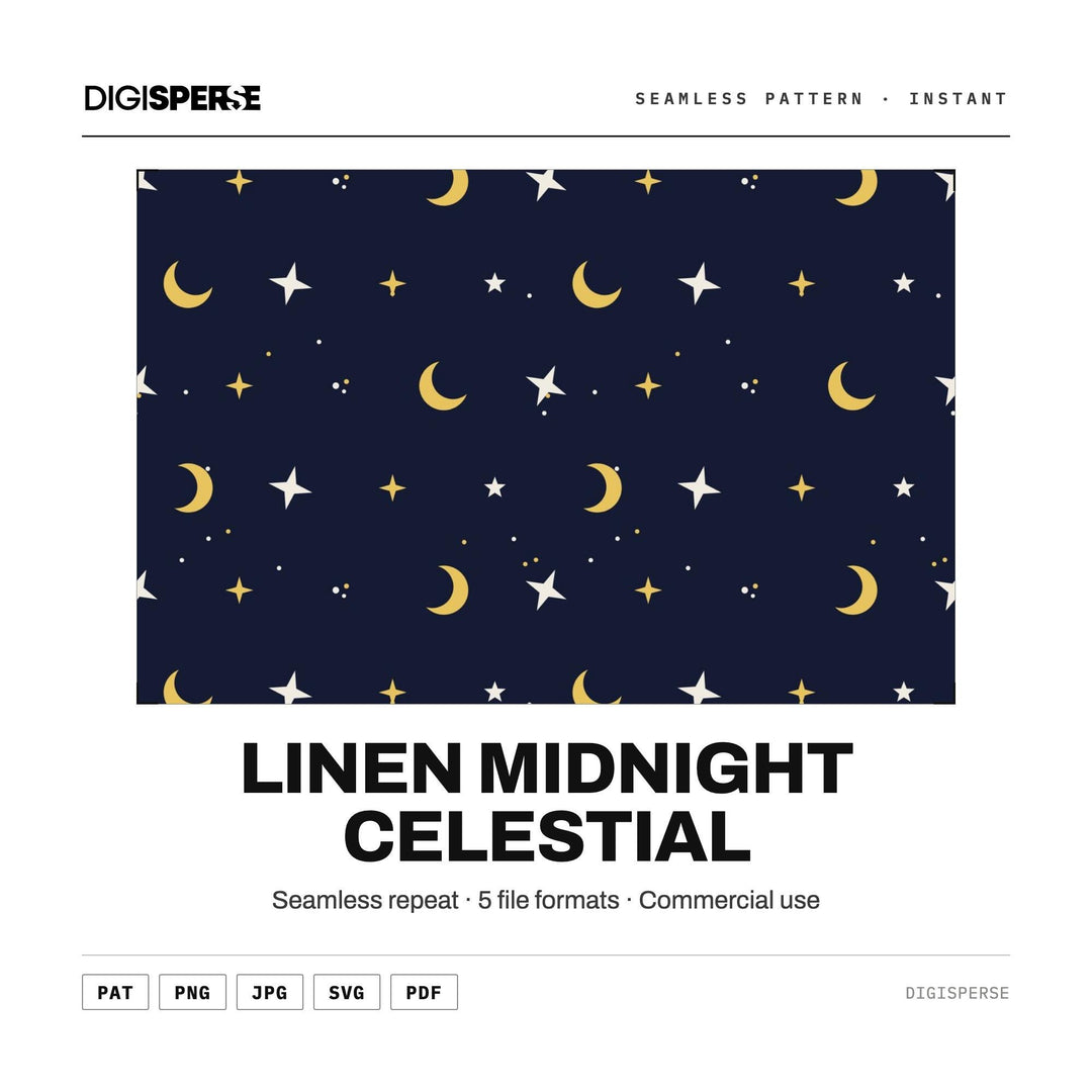 Digital Scrapbook Paper | Linen Midnight Celestial | Fabric Wallpaper | PNG SVG PDF