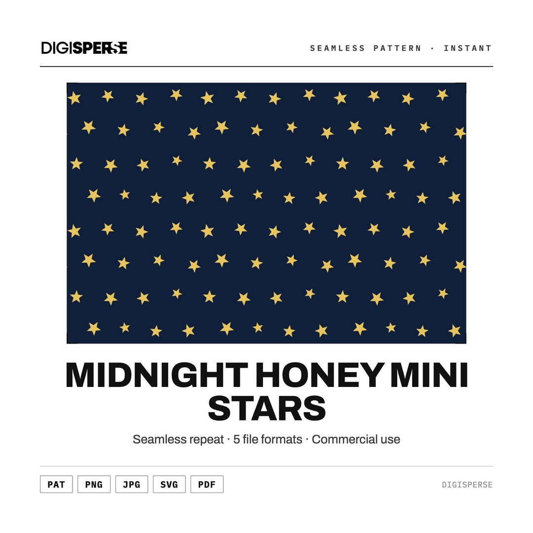 Seamless Digital Paper | Midnight Honey Mini Stars | Fabric Wallpaper | PNG SVG PDF