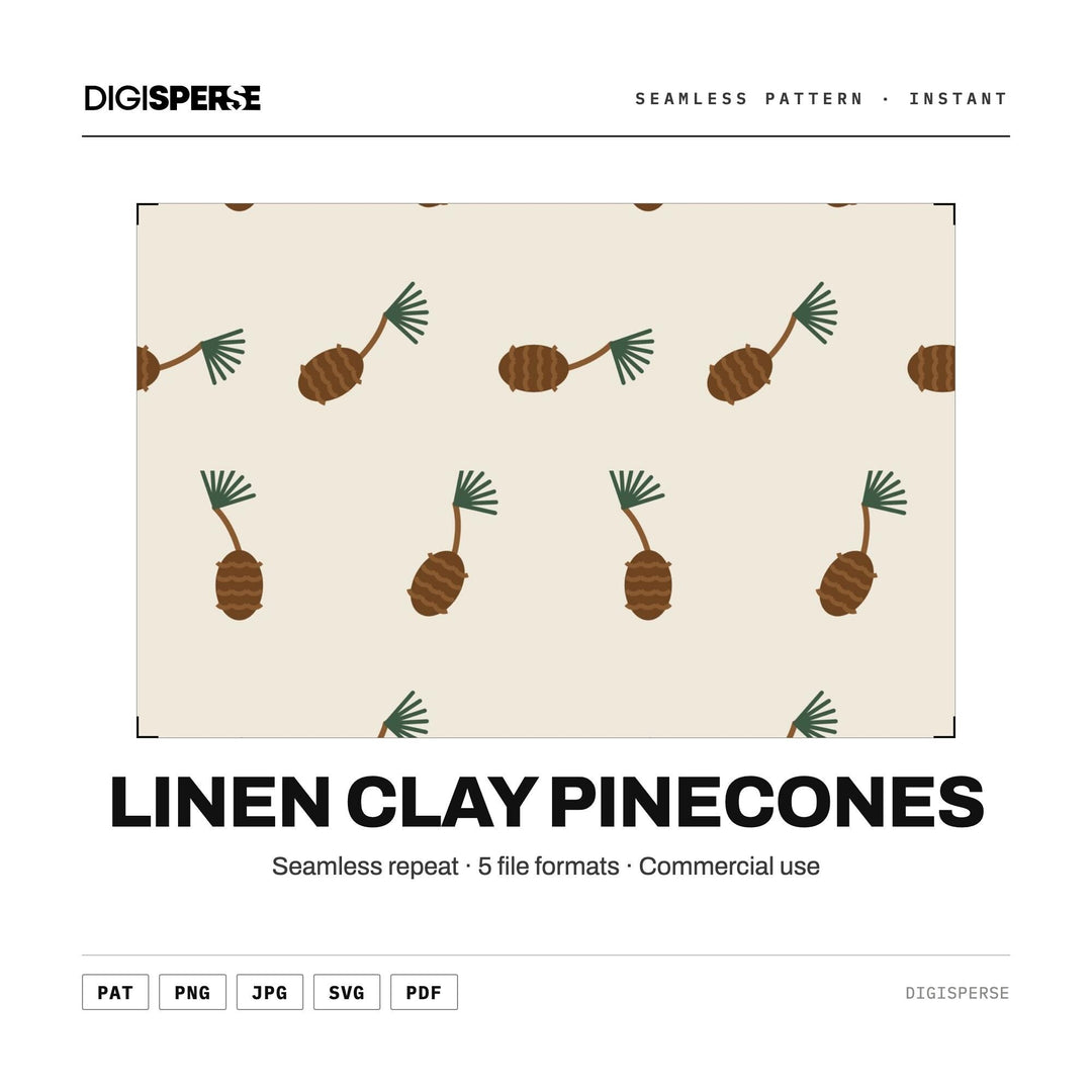 Seamless Digital Paper | Linen Clay Pinecones | Fabric Wallpaper | PNG SVG PDF