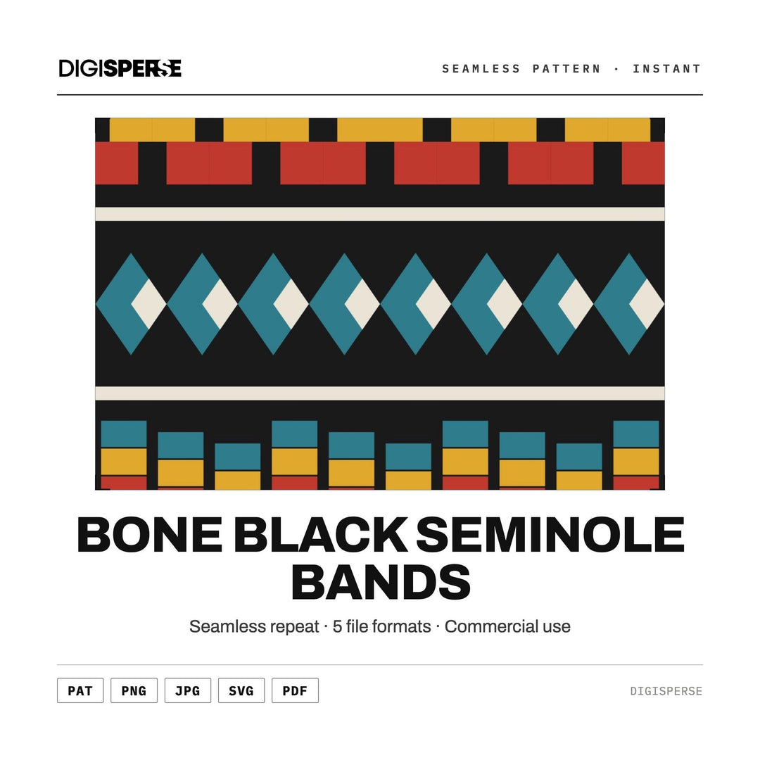 Digital Scrapbook Paper | Bone Black Seminole Bands | Fabric Wallpaper | PNG SVG PDF