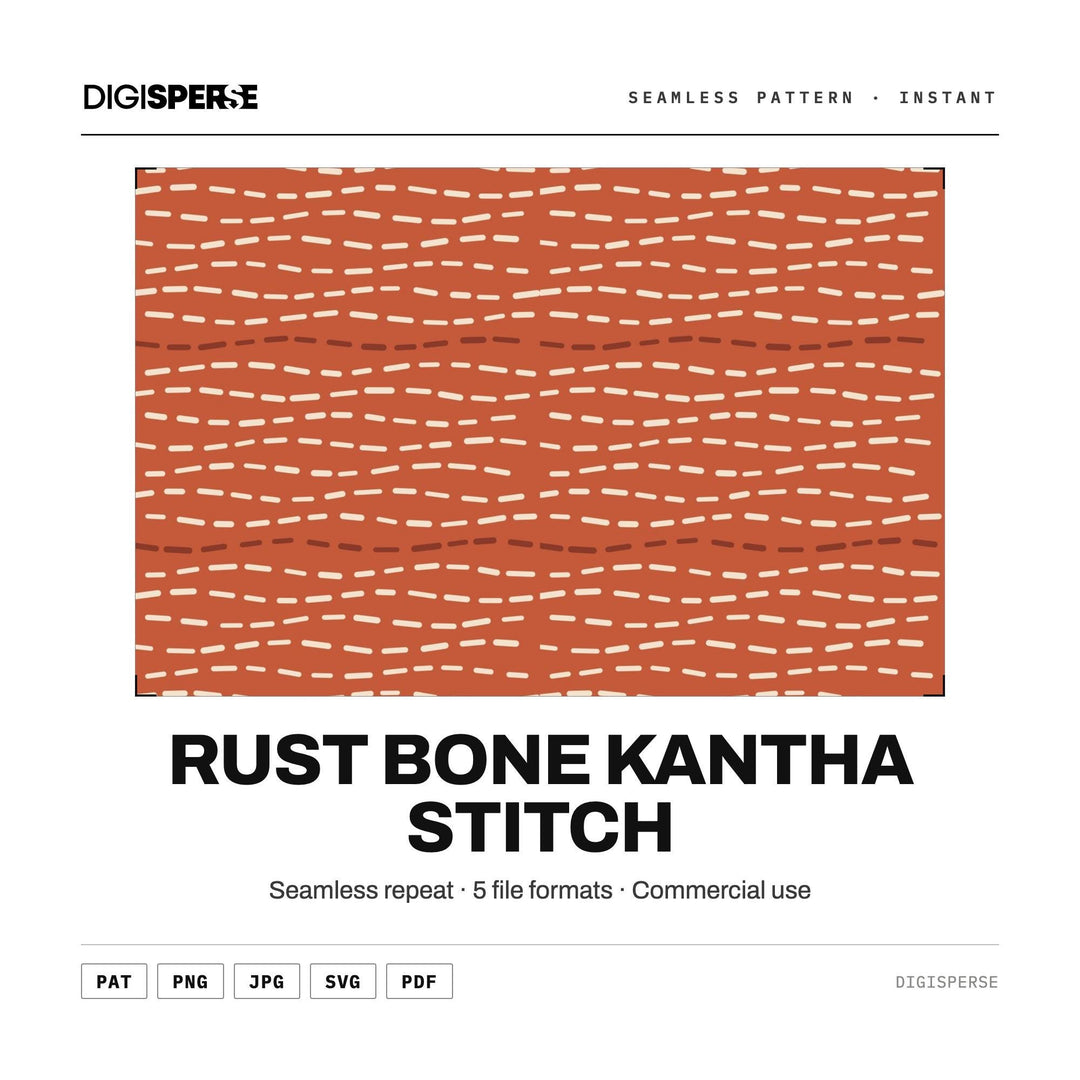 Digital Scrapbook Paper | Rust Bone Kantha Stitch | Fabric Wallpaper | PNG SVG PDF