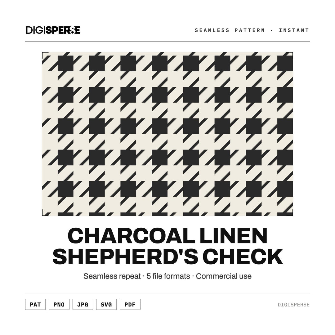 Seamless Pattern | Charcoal Linen Shepherd's Check | Digital Paper Fabric Wallpaper