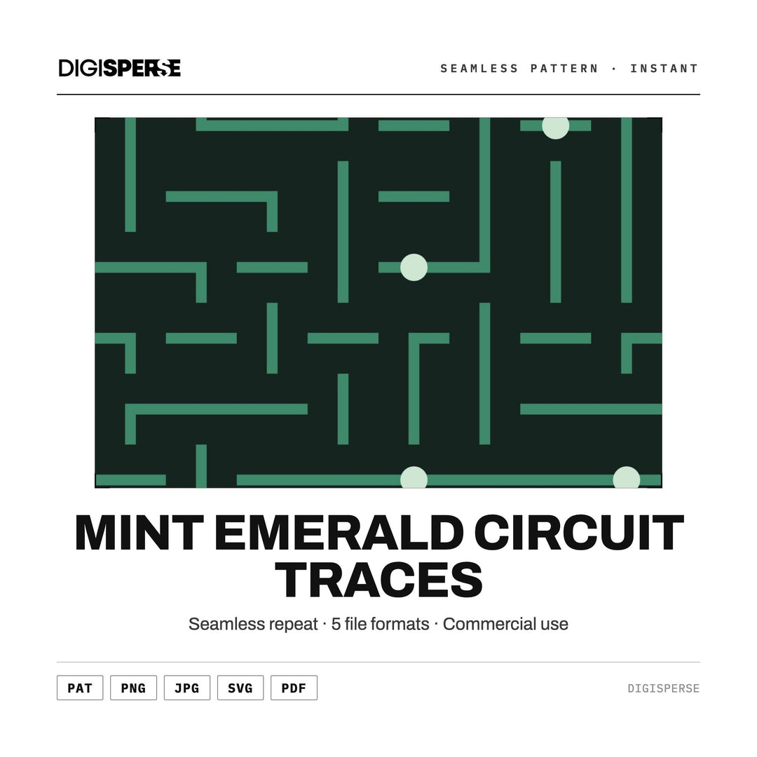 Seamless Pattern Svg | Mint Emerald Circuit Traces | Digital Paper Fabric Wallpaper