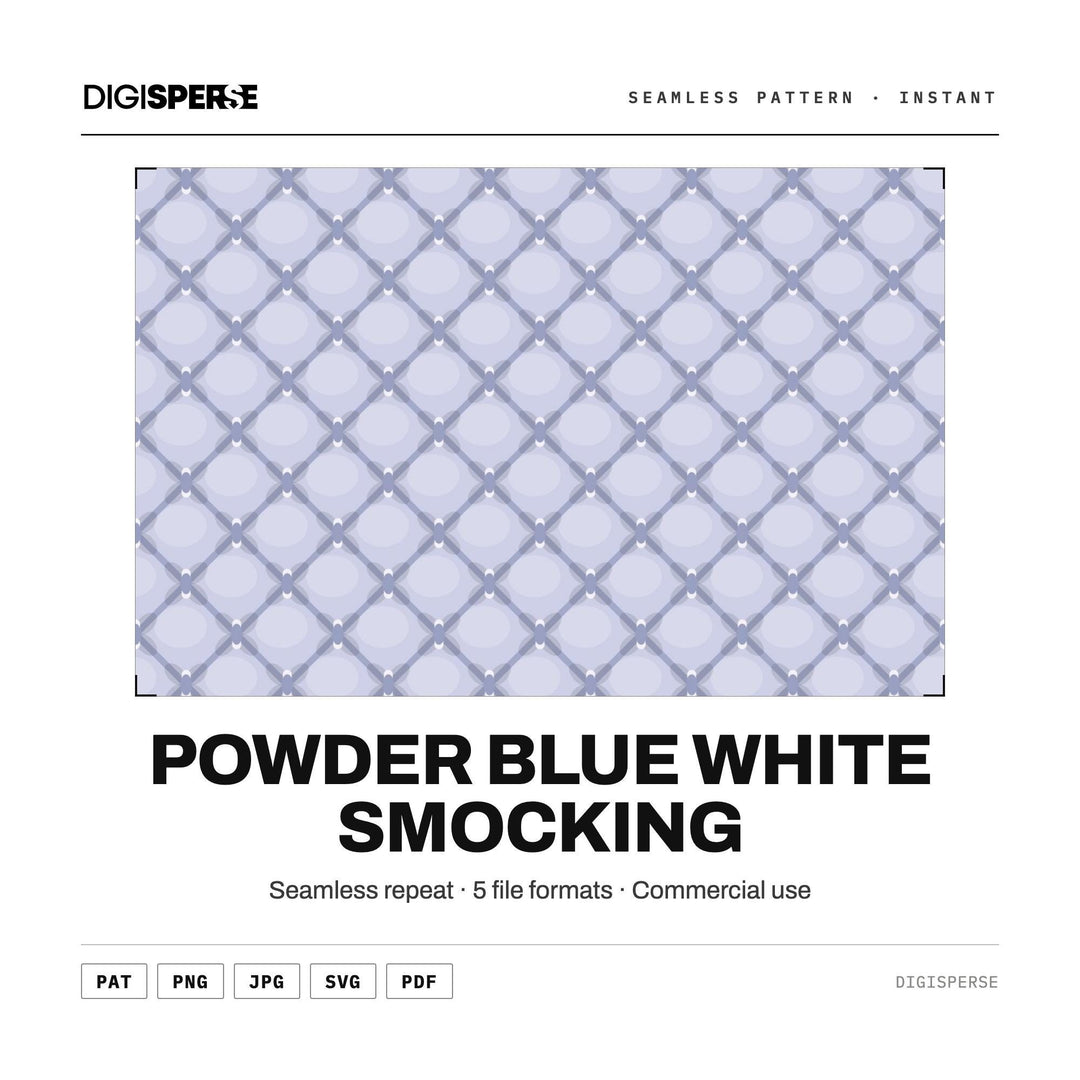 Surface Pattern Design | Powder Blue White Smocking | Digital Paper Fabric Wallpaper