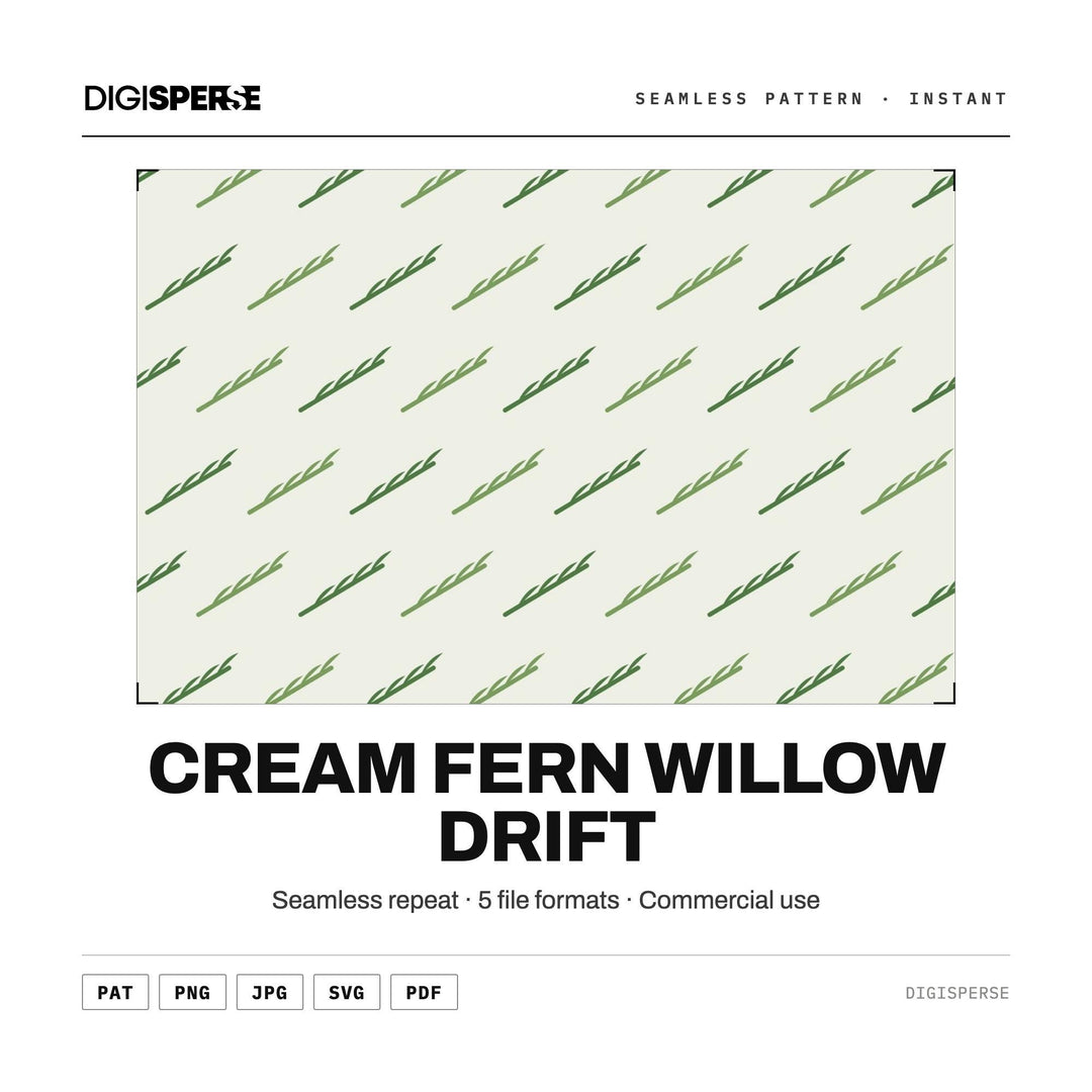 Seamless Digital Paper | Cream Fern Willow Drift | Fabric Wallpaper | PNG SVG PDF