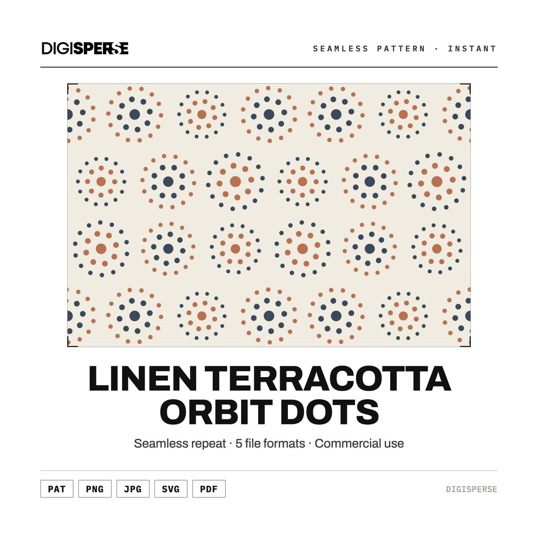 Linen Terracotta Orbit Dots seamless pattern set — main preview