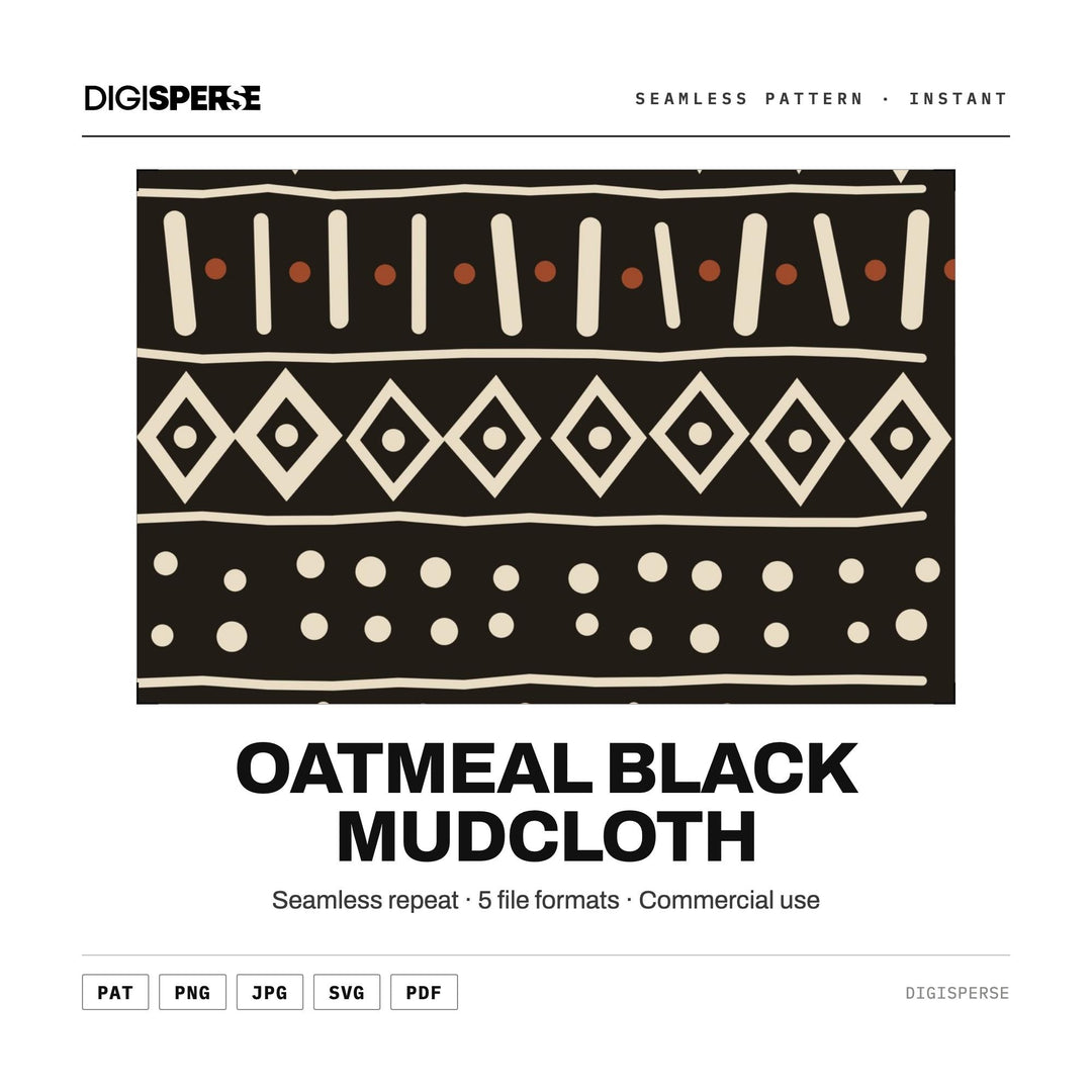 Surface Pattern Design | Oatmeal Black Mudcloth | Digital Paper Fabric Wallpaper