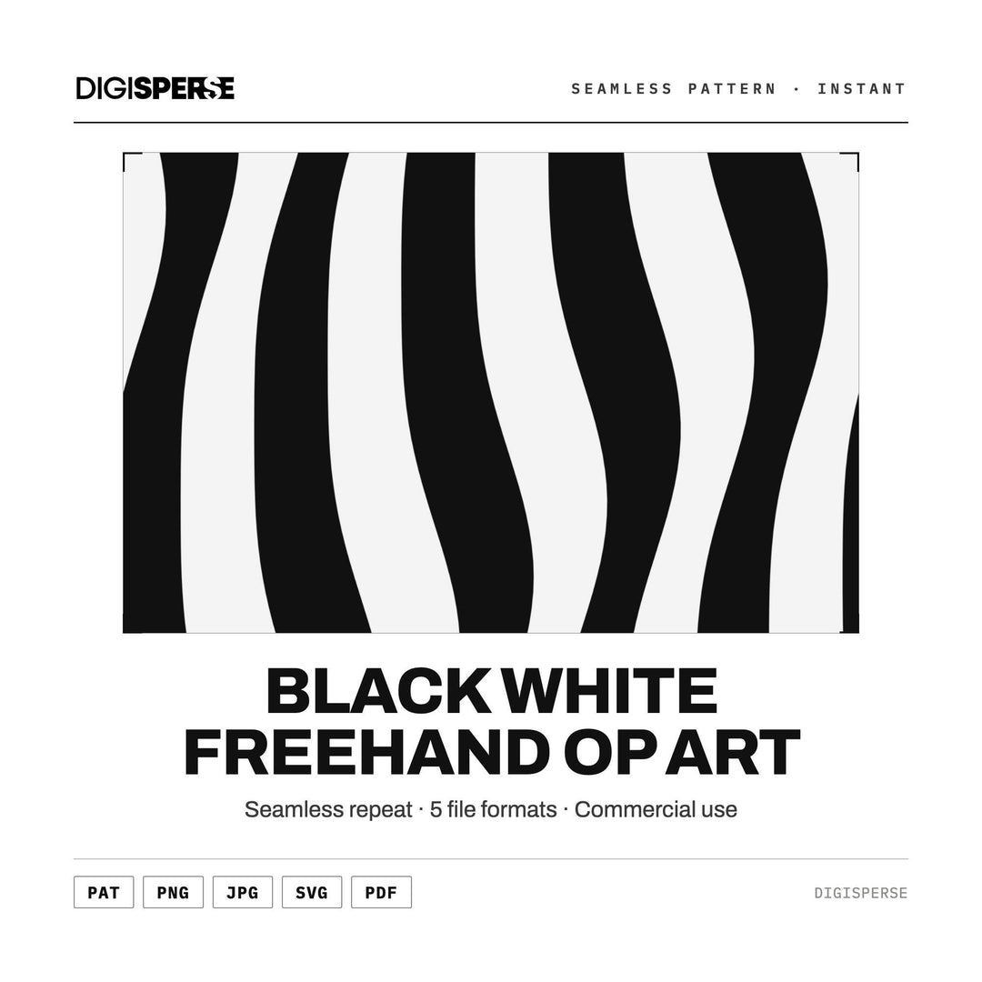 Digital Scrapbook Paper | Black White Freehand Op Art | Fabric Wallpaper