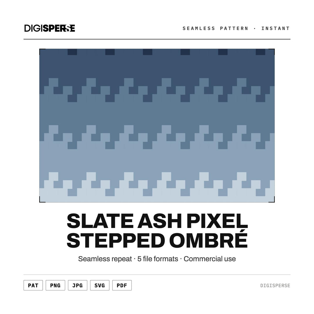 Seamless Pattern | Slate Ash Pixel Stepped Ombré | Digital Paper Fabric Wallpaper