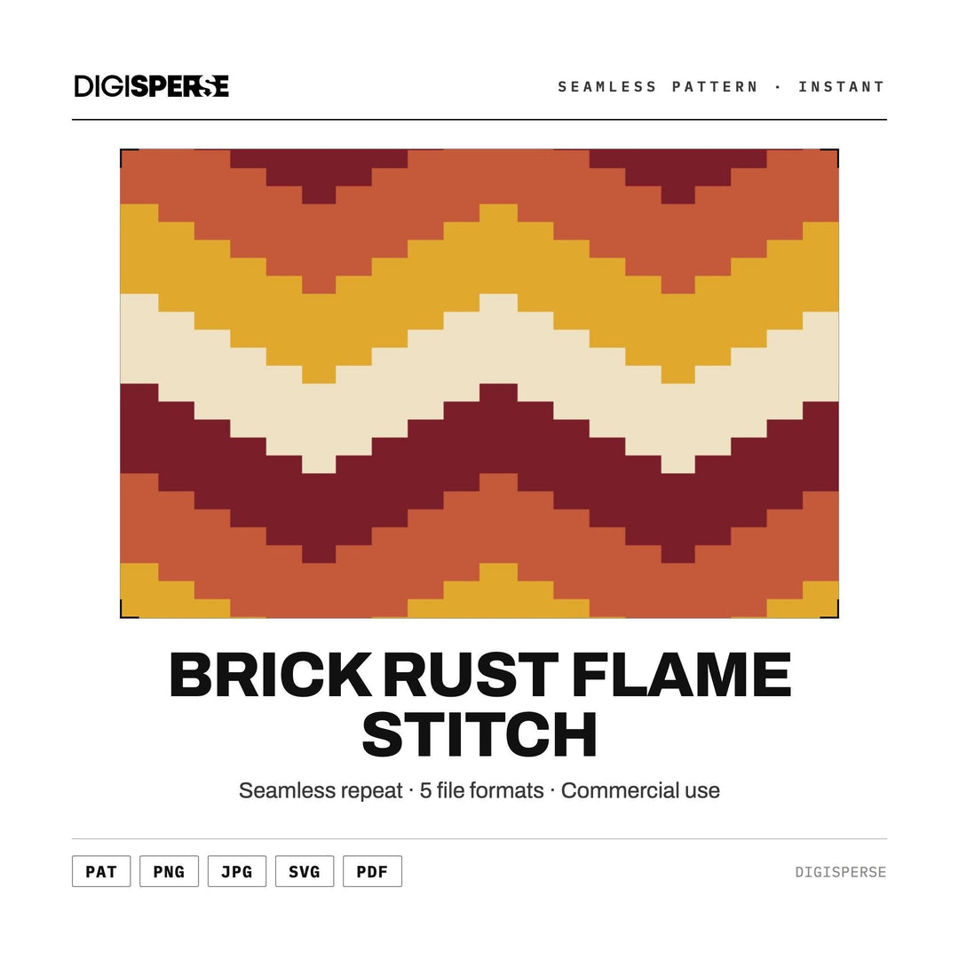 Digital Scrapbook Paper | Brick Rust Flame Stitch | Fabric Wallpaper | PNG SVG PDF