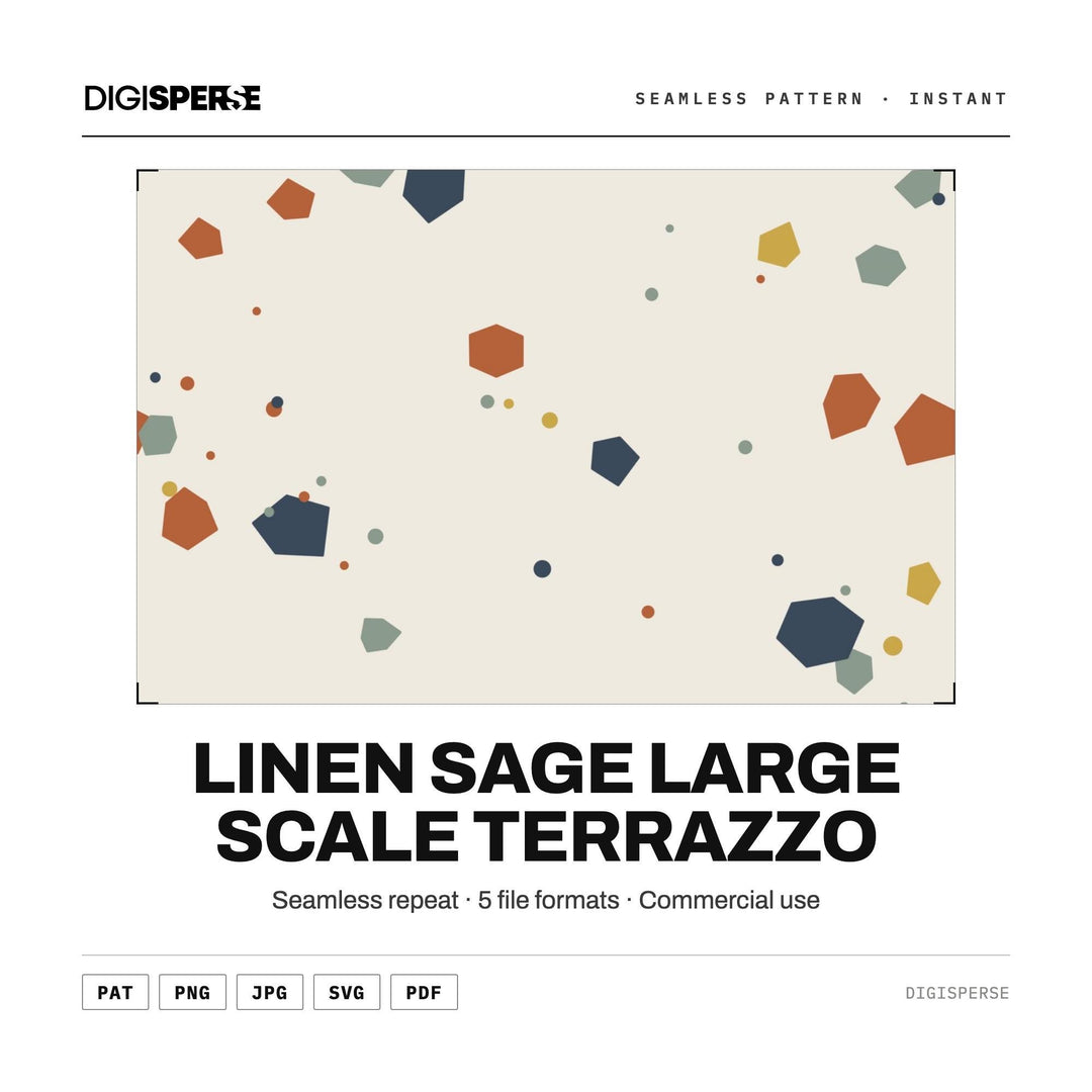 Surface Pattern Design | Linen Sage Large Scale Terrazzo | Digital Paper Fabric Wallpaper