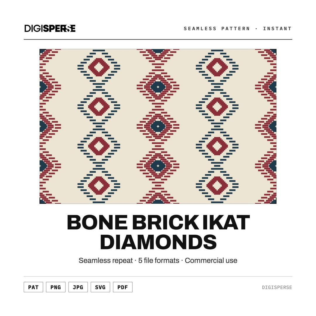 Surface Pattern Design | Bone Brick Ikat Diamonds | Digital Paper Fabric Wallpaper