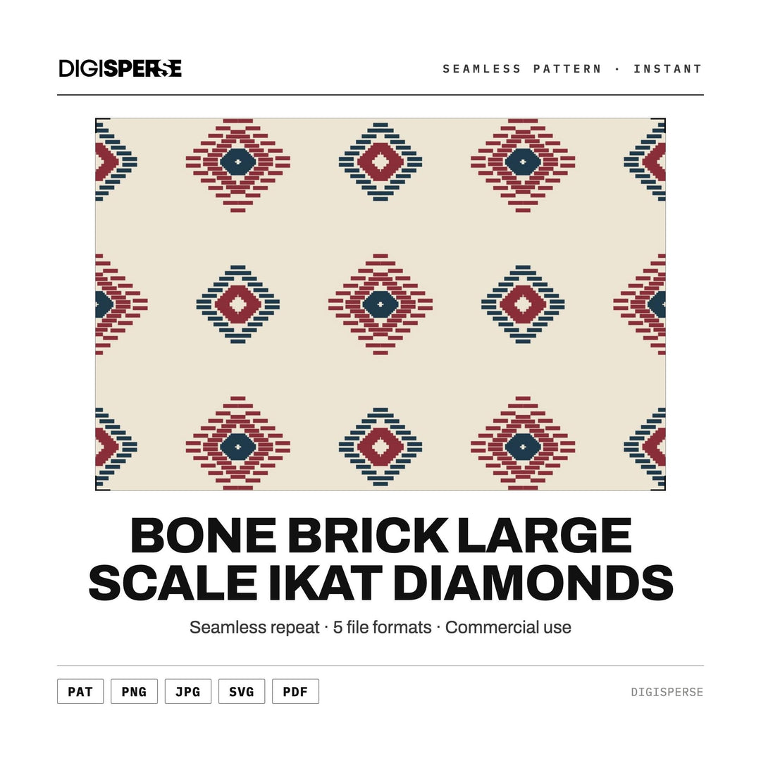 Surface Pattern Design | Bone Brick Large Scale Ikat Diamonds | Digital Paper Fabric Wallpaper